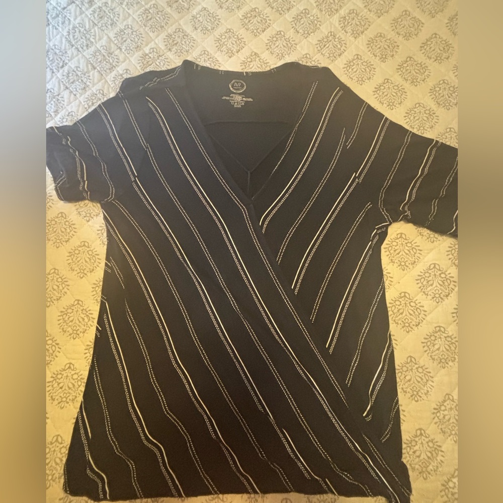 Black and White Striped Women's Top